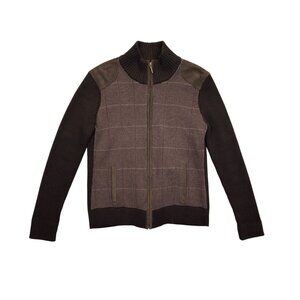LRL Lauren Ralph‎ Lauren Sweater Womens L Brown Ribbed Suede Zip